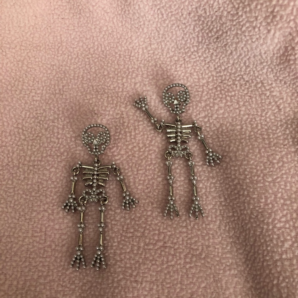 NWT Pearl Adorned Skeleton Earrings